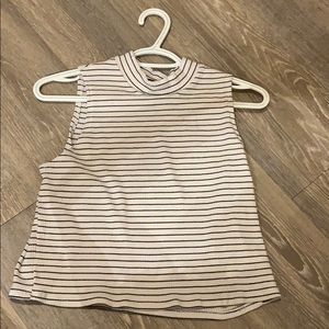 Black and white striped crop tank